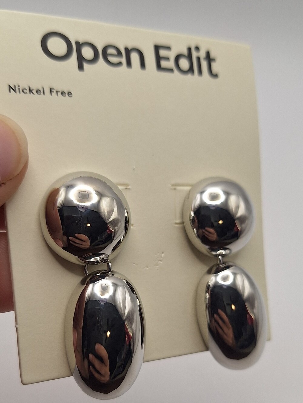 Open Edit Puffy Orb Drop Earrings Silver Rhodium Nickel Free NWT - Picture 4 of 5